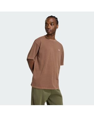 adidas Trefoil Essentials Washed Loose Dropped Shoulder T-Shirt - Brown