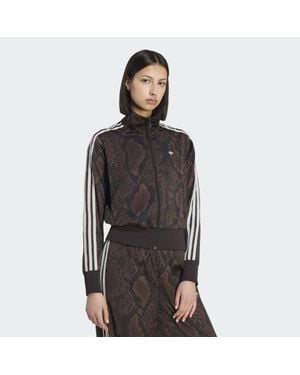 adidas Satin Snake Print Firebird Track Jacket - Black