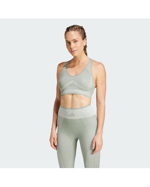 adidas Aeroknit Training Light Support Bra - Green