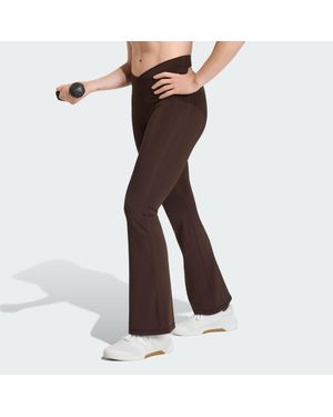 adidas 3-Stripes Studio All Me Flare X-Over Leggings - Brown