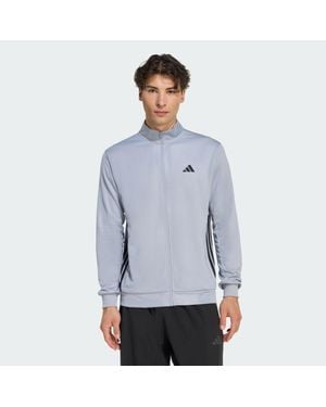 adidas Workout Essentials All-Set 3-Stripes Knit Track Top - Blue