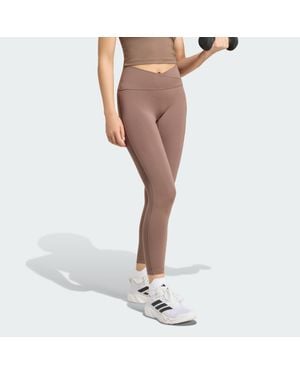 adidas 3 Stripes Studio All Me 7/8 X-Over Leggings - White