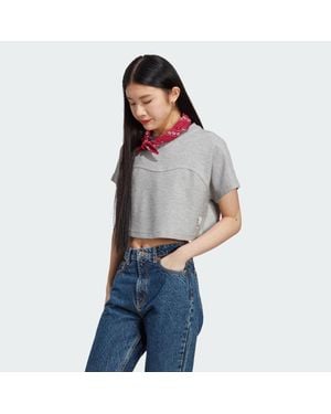 adidas Lounge Terry Loop Crop Top - Grey