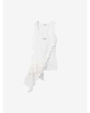 McQueen Asymmetric Ruffle Tank Top - White