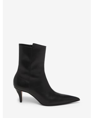 Alexander McQueen Pointed-Toe Leather Stiletto Boots - Black