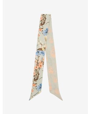 McQueen Ribbon Wallpaper Floral Scarf - White