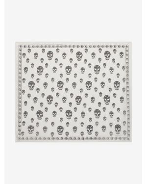McQueen Classic Silk Blend Skull Scarf - White