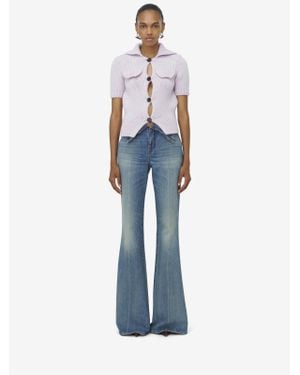 McQueen Fold Over Waist Jeans - Blue