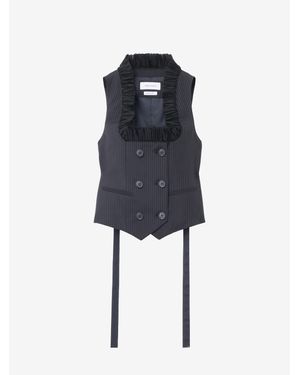 McQueen Pinstriped Tailored Waistcoat - Blue