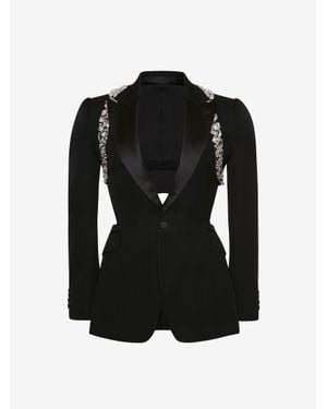 McQueen Crystal Shard Harness Jacket - Black