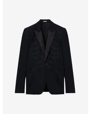 McQueen Lace Ribcage Embroidery Single-breasted Jacket - Black