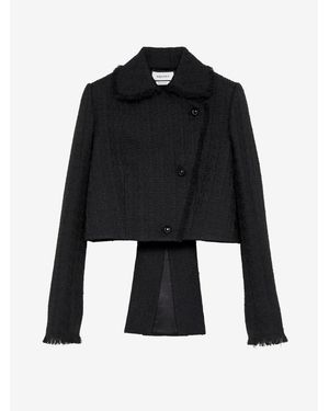 McQueen Light Tweed Cropped Jacket - Black