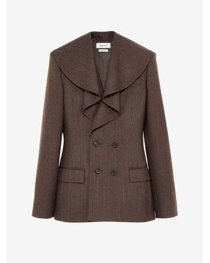 McQueen Waterfall Collar Double-Breasted Jacket - Brown