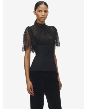 McQueen Floral Lace Top - Black