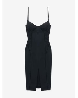 McQueen Smocked Corset Dress - White