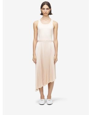 McQueen Cotton Rib Asymmetric Midi Dress - White