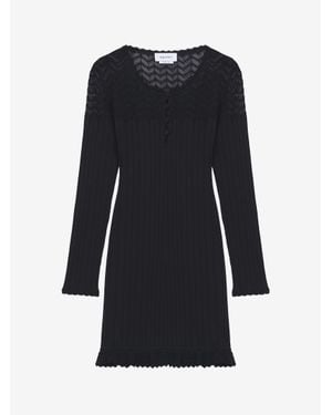 McQueen Pointelle Knit Mini Dress - Black