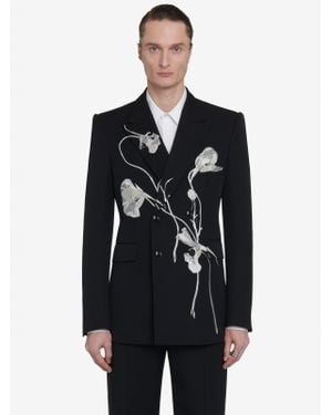 McQueen Pressed Flower Double-Breasted Jacket - Black