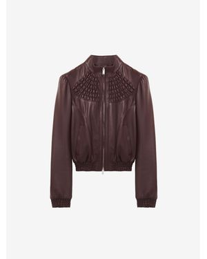 McQueen Smocking Leather Jacket - Brown