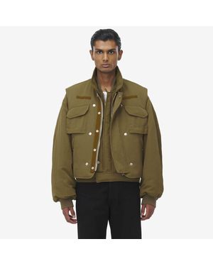 McQueen ダブルレイヤー ボンバージャケット - グリーン