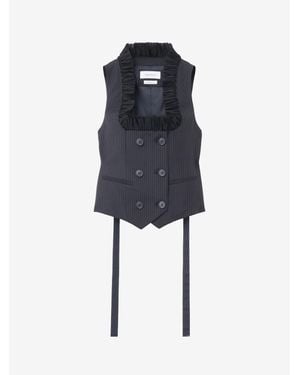 McQueen Pinstriped Tailored Waistcoat - Blue