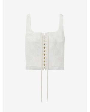McQueen Fil Coupé Floral Corset Top - White