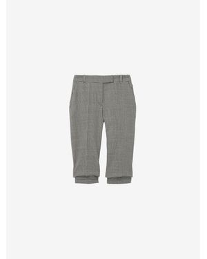 McQueen Gingham Check Tailored Capri Trousers - Grey