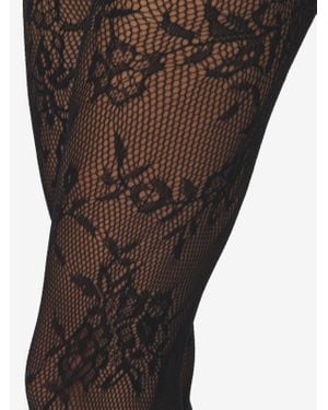 McQueen Floral Lace Tights - Black