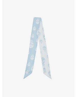 McQueen Ribbon Skull Scarf - White
