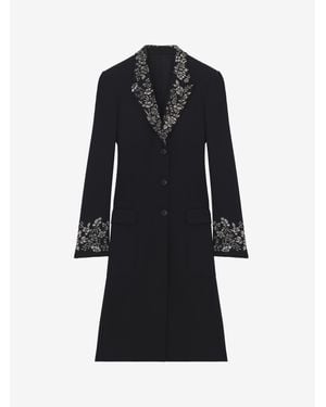 McQueen Floral Embroidery Coat - Blue
