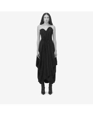 McQueen ドレープ イブニングドレス - ブラック