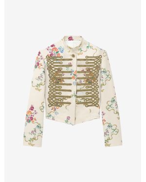 McQueen Frogging Embroidery Floral Jacket - White