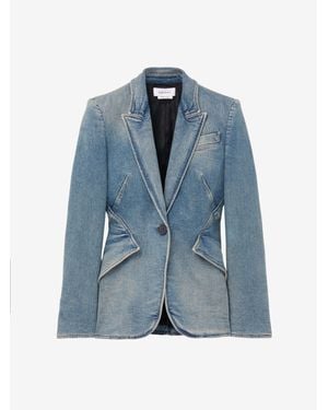 McQueen Stretch Denim Jacket - Blue