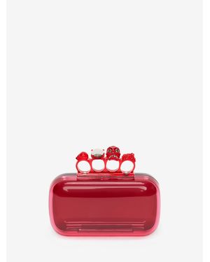 McQueen Skull Four Ring Clutch - Red