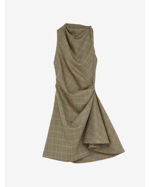 McQueen Country Check Asymmetric Mini Dress - Green