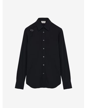 McQueen Harness Stretch-Cotton Shirt - Black