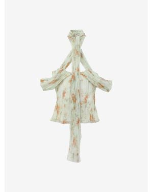 McQueen Floral Pleated Top - White