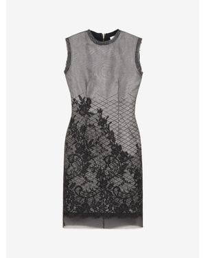 McQueen Floral Lace Shift Dress - Grey