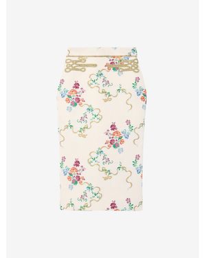 McQueen Summer Floral Pencil Skirt - White