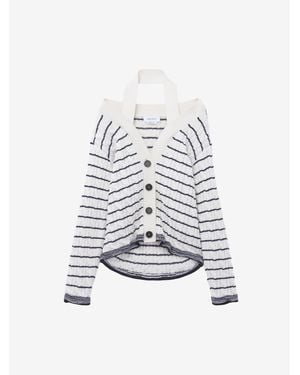 McQueen Off-The-Shoulder Striped Cardigan - White