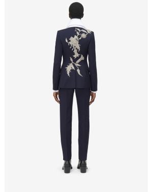 McQueen Embroidered Double-Breasted Jacket - Blue