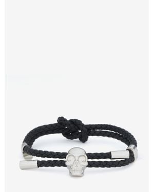 McQueen Skull Leather Bracelet - White