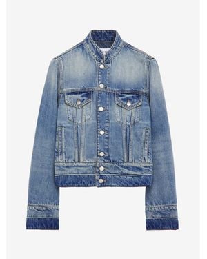 McQueen Stand Collar Denim Jacket - Blue