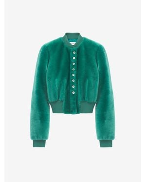 McQueen Shearling Bomber Jacket - Green