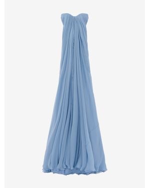 McQueen Bustier Evening Dress - Blue