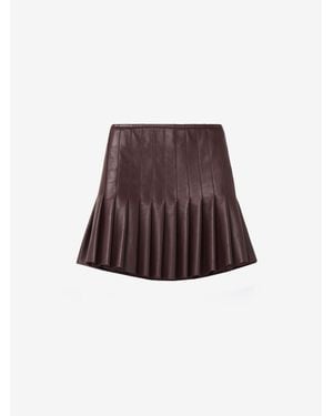 McQueen Leather Pleated Mini Skirt - Red