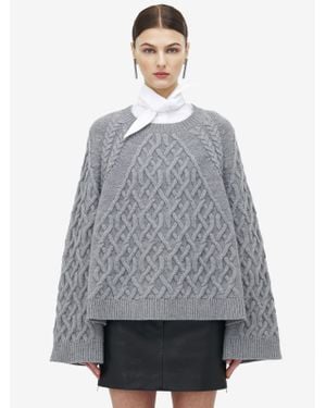 McQueen Cable Crew Neck Jumper - Grey