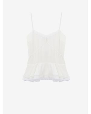 McQueen Silk Peplum Cami Top - White