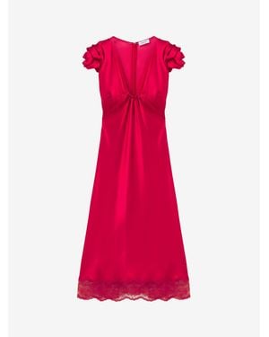 McQueen Gathered Sleeve Midi Dress