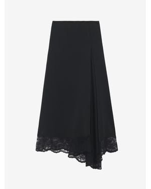 McQueen Lace Hem Asymmetric Midi Skirt - Black